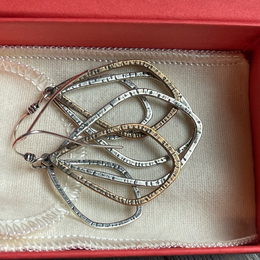 James Avery Hammered Multi-Loop Silver Dangle Ear… - image 1